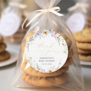 Elegante Tuin Bloemige Baby Shower Bedankt Ronde Sticker