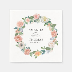 Elegante tuin Rozen Bloemen krans bruiloft Servet
