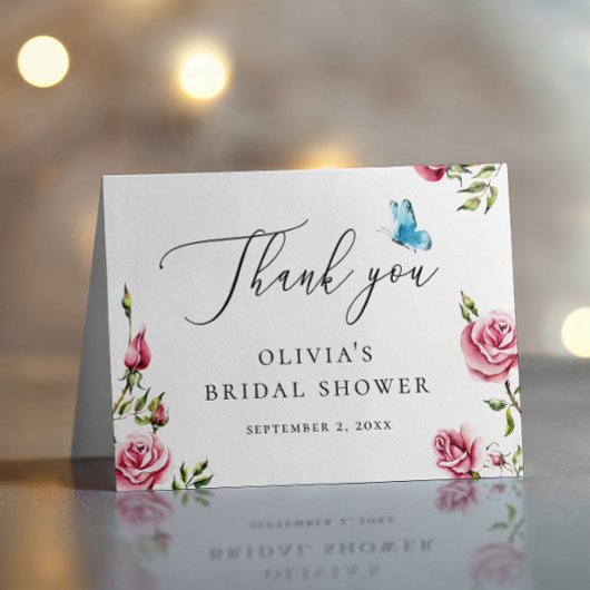 Elegante Tuin Theebruidsschouw | Delicate Bloemen Bedankkaart