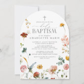 Elegante Tuinbloemen Waterverf Heilige Doop Kaart (Voorkant)
