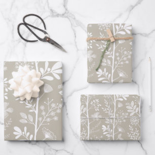Elegante Tuindroom Neutraal Botanisch Inpakpapier Vel