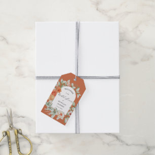 Elegante tuinfeest bloemige bruidsdouche cadeautag cadeaulabel