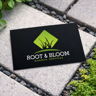 Elegante tuinman groen gras logo minimalistisch zw visitekaartje