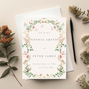Elegante tuinvrijheid bloemen save the date kaart