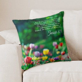Elegante Tulip Garden Bijbelvers Kussen