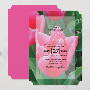 Élégante Tulipes Roses Invitations de mariage