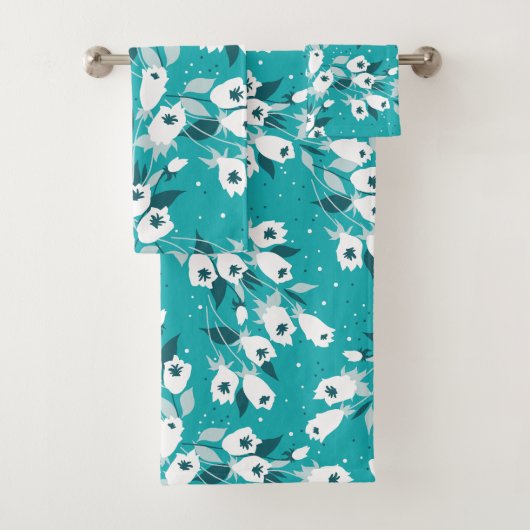 Elegante Tulp Bloem Patroon Botanische Kunst Ontwe Bad Handdoek (Insitu)