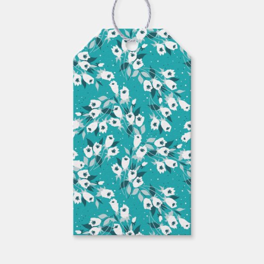 Elegante Tulp Bloem Patroon Botanische Kunst Ontwe Cadeaulabel (Voorkant)