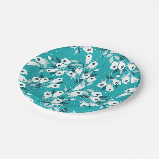 Elegante Tulp Bloem Patroon Botanische Kunst Ontwe Papieren Bordje (Gekanteld)