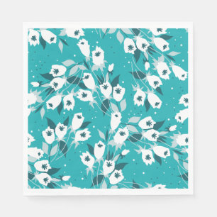 Elegante Tulp Bloem Patroon Botanische Kunst Ontwe Servet