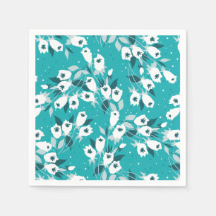 Elegante Tulp Bloem Patroon Botanische Kunst Ontwe Servet