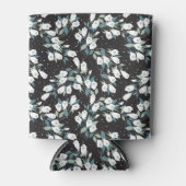 Elegante Tulp Bloem Patroon Zwarte Achtergrond Blikjeskoeler (Voorkant)