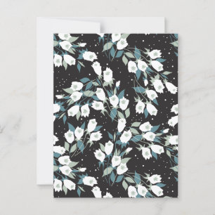 Elegante Tulp Bloem Patroon Zwarte Achtergrond Briefkaart