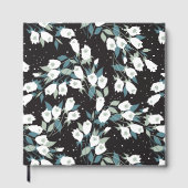 Elegante Tulp Bloem Patroon Zwarte Achtergrond Gastenboek (Voorkant)