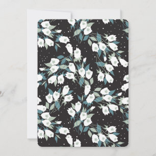Elegante Tulp Bloem Patroon Zwarte Achtergrond Kaart