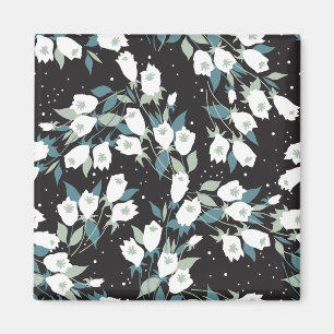 Elegante Tulp Bloem Patroon Zwarte Achtergrond Magneet