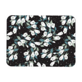 Elegante Tulp Bloem Patroon Zwarte Achtergrond Magneet (Horizontaal)