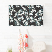 Elegante Tulp Bloem Patroon Zwarte Achtergrond Spandoek (Insitu)