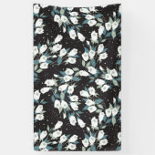 Elegante Tulp Bloem Patroon Zwarte Achtergrond Spandoek (Verticaal)