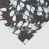 Elegante Tulp Bloem Patroon Zwarte Achtergrond Tissuepapier (Detail)