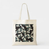 Elegante Tulp Bloem Patroon Zwarte Achtergrond Tote Bag (Achterkant)