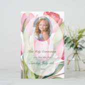 Elegante tulp Eerste Communie Menu (Staand voorkant)