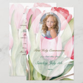 Elegante tulp Eerste Communie Menu (Voorkant / Achterkant)