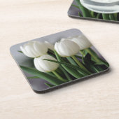 Elegante Tulp en Roos Bloemen Fotografie Bier Onderzetter (Linkerzijde)