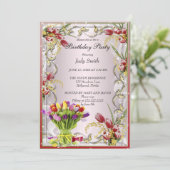 Elegante Tulp Verjaardag Uitnodiging (Staand voorkant)