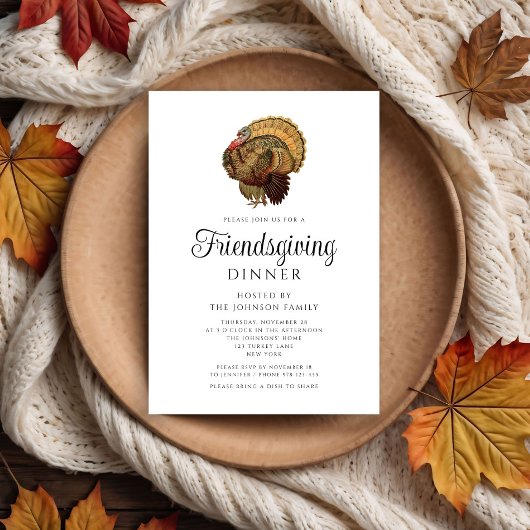 Elegante Turkije Thanksgiving Diner Kaart