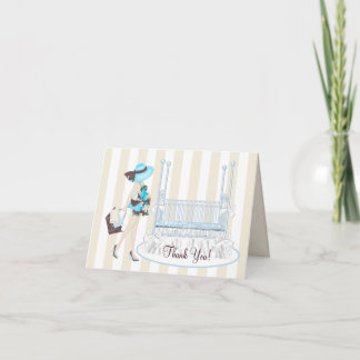 Elegante turkooisblauwe en bruine babyshower bedan bedankkaart