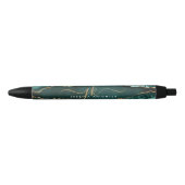 Elegante Turquoise Agaat Gold Script Monogram Naam Zwarte Inkt Pen (Voorkant)