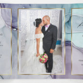 Elegante Turquoise Amethyst Alcohol Inkt Tri-Fold  Drieluik Uitnodiging (Binnenkant midden)