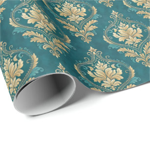 Elegante turquoise betegelde trouwkleuren cadeaupapier