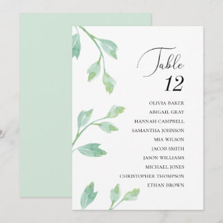Elegante turquoise bladeren. Trouwstoelindelingen Kaart