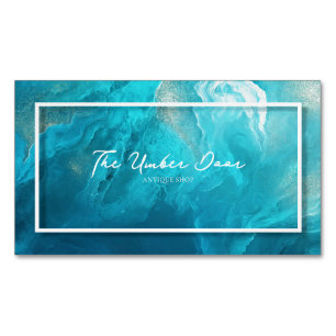 Elegante Turquoise Blauwe Oceaangolf Vloeibare Kun Magnetisch Visitekaartje