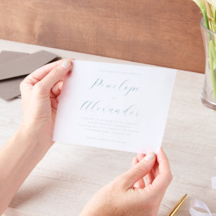 Elegante Turquoise Calligrafie Vellum Uitnodigingen