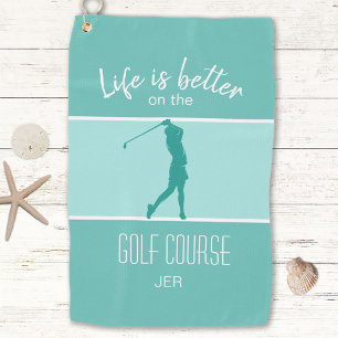 Elegante Turquoise Dames Golfer Leven Is Beter Cit Golfhanddoek