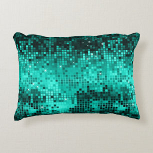 Elegante Turquoise Disco Ball Glitter & Sparkles Accent Kussen