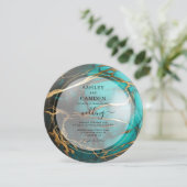 Elegante Turquoise en Gold Agaat Bruiloft Kaart (Staand voorkant)