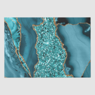 Elegante turquoise en gouden glitters ocean agaat tissuepapier