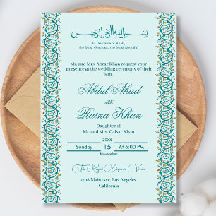 Elegante turquoise en luchtblauwe islamitische Ara Kaart