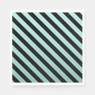 Elegante turquoise en zwarte gestreepte servet