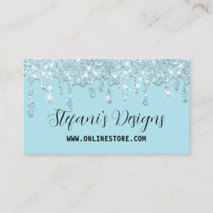 Elegante Turquoise Faux glitter Drips Online Store Visitekaartje