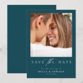 Elegante Turquoise foto bruiloft Bewaar de datum Save The Date (Voorkant / Achterkant)