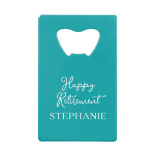 Elegante Turquoise Geluksverjaardag Pensioenfeest Kredietkaart Flessenopener