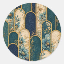 Elegante Turquoise & Gouden Bloemenboog Sticker