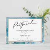 Elegante Turquoise & Gouden Inkt Uitgestelde Trouw Kaart (Staand voorkant)