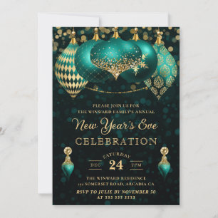 Elegante turquoise & gouden winterballen oudejaars kaart