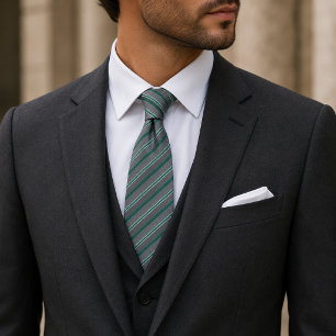 Elegante turquoise groene en zilveren diagonale ge stropdas